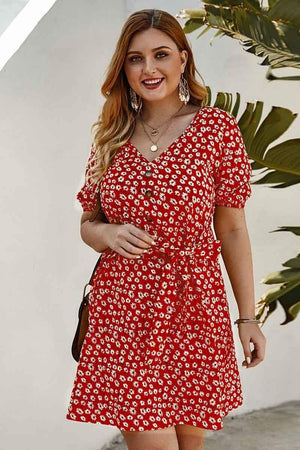 Stylish Lace-up Floral Dress