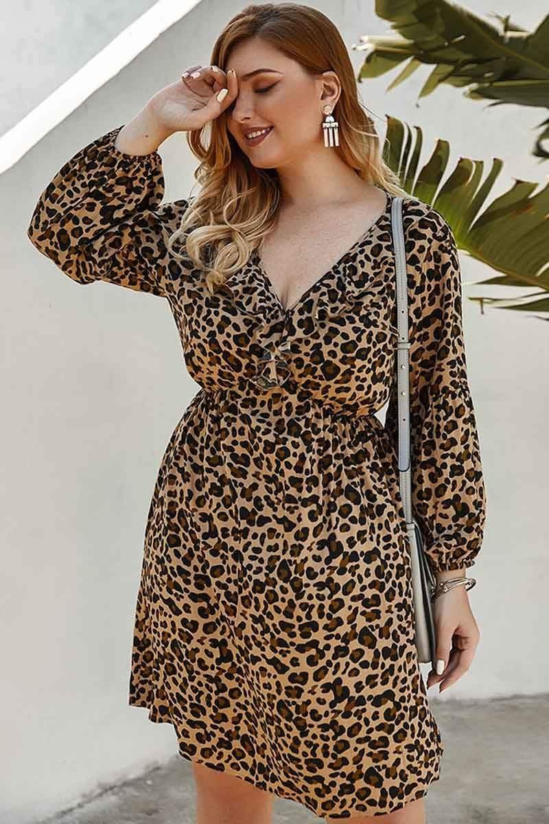 Sexy V-neck Leopard Print Dress