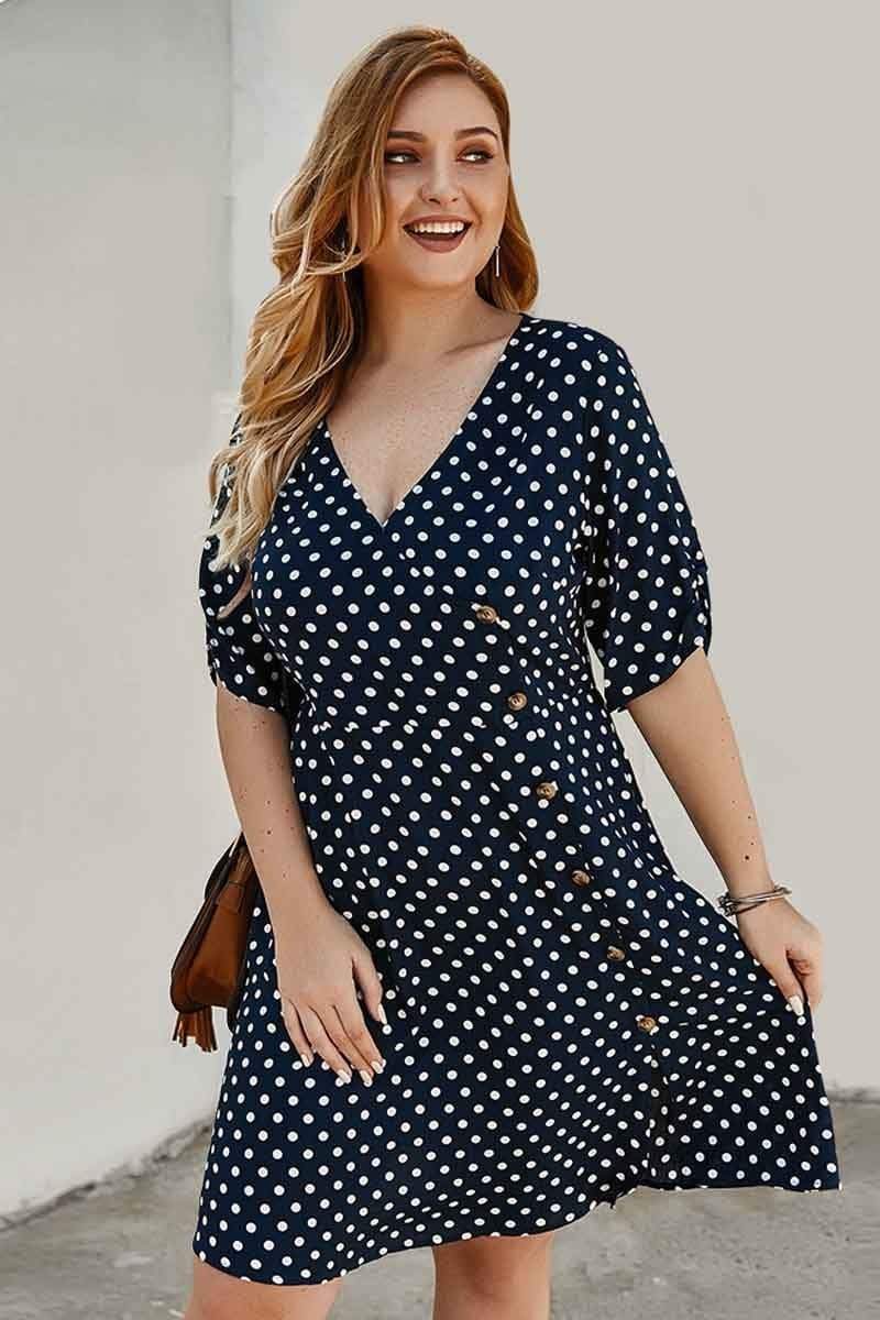 Fashion Half Sleeve Dot Print Dress