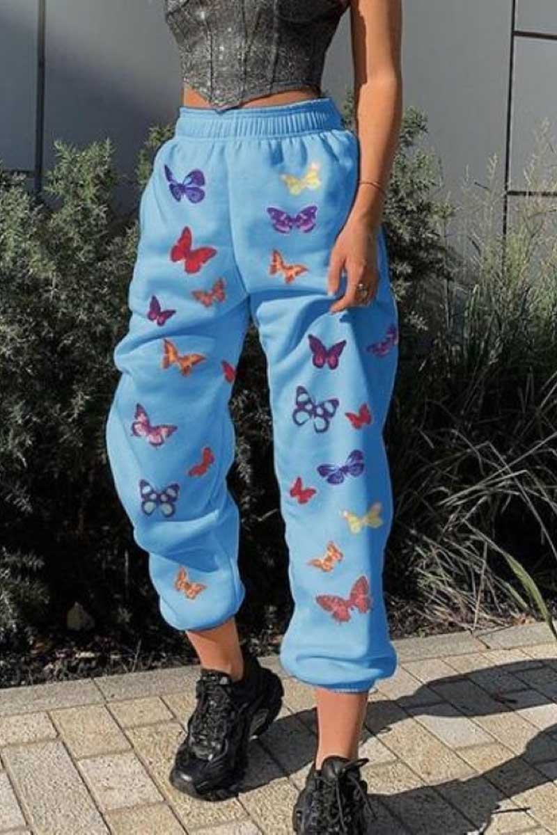 Fashin Butterfly Print Leisure Pants