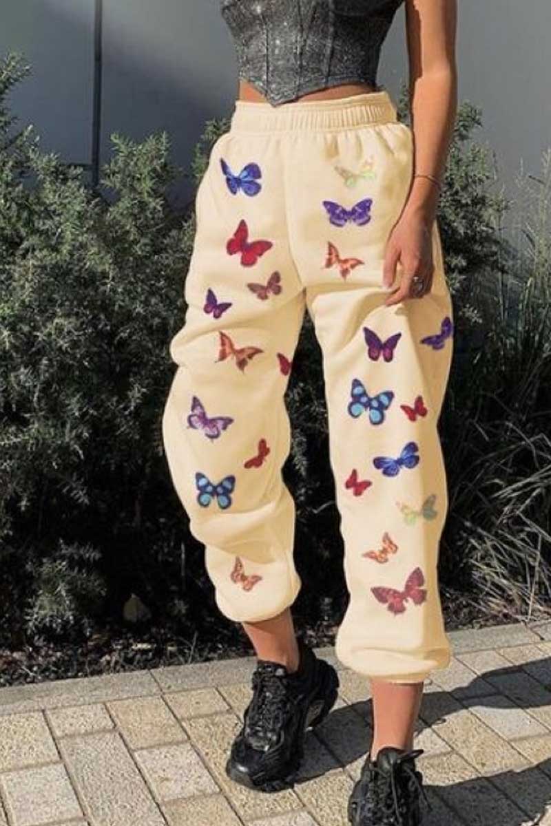 Fashin Butterfly Print Leisure Pants