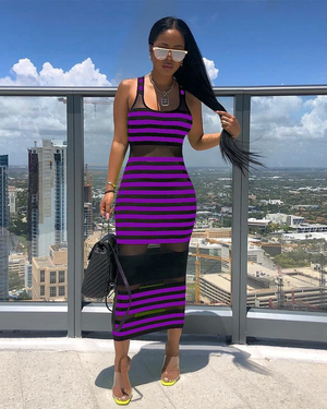 NYLO STRIPED BODYCON DRESS