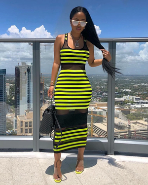NYLO STRIPED BODYCON DRESS