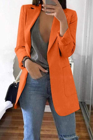 Solid Color Lapel Slim Shrug