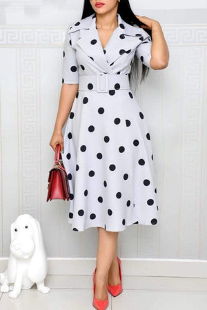 Suit Collar Dot Large Size dress