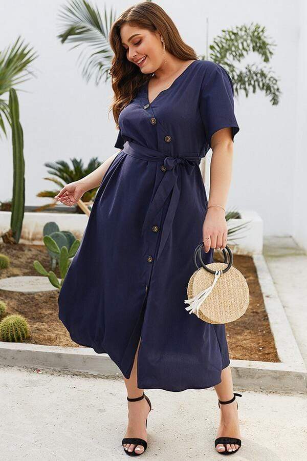 Wrap Solid Plus Size Dress