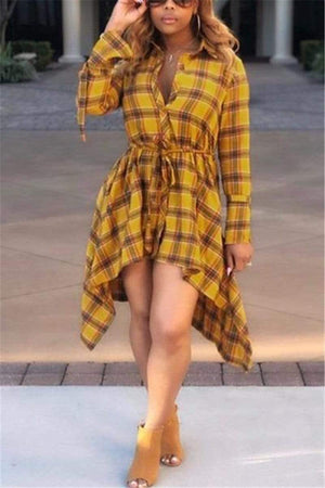 Fashion Pine Plaid Print Dress