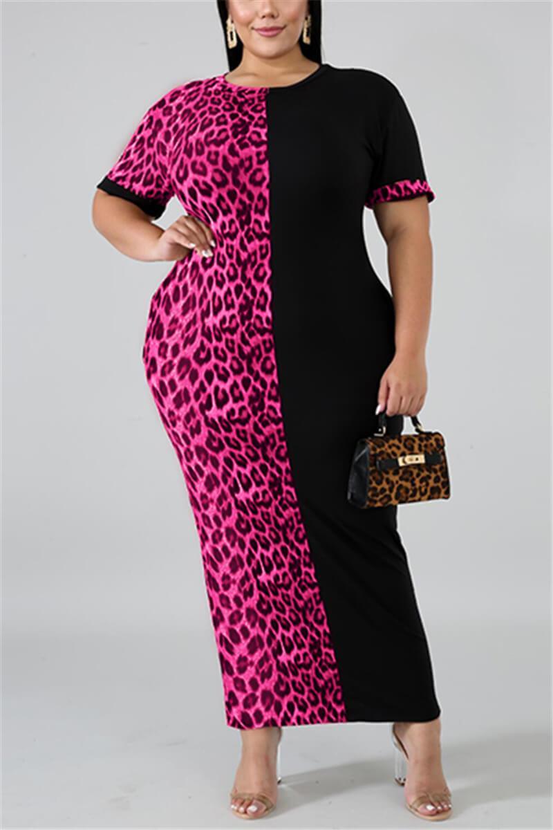 Fashion Leopard Print Patchwork Dress