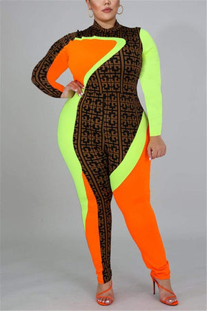 Fashion Sexy Multicolor Long Sleeve Jumpsuit