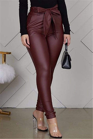 Fashion Solid Color Trousers (Including Belt)