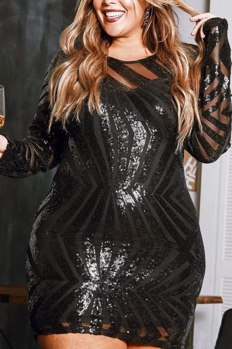 Fashion Sexy Perspective Sequins Dress