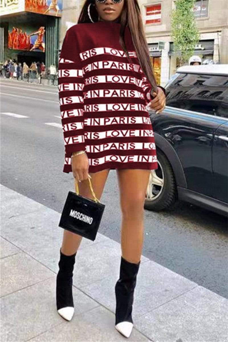 Fashion Casual Letters Print Dress