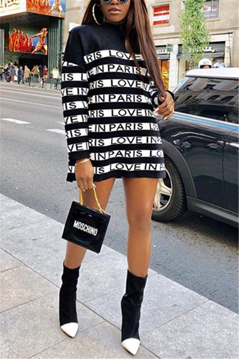 Fashion Casual Letters Print Dress