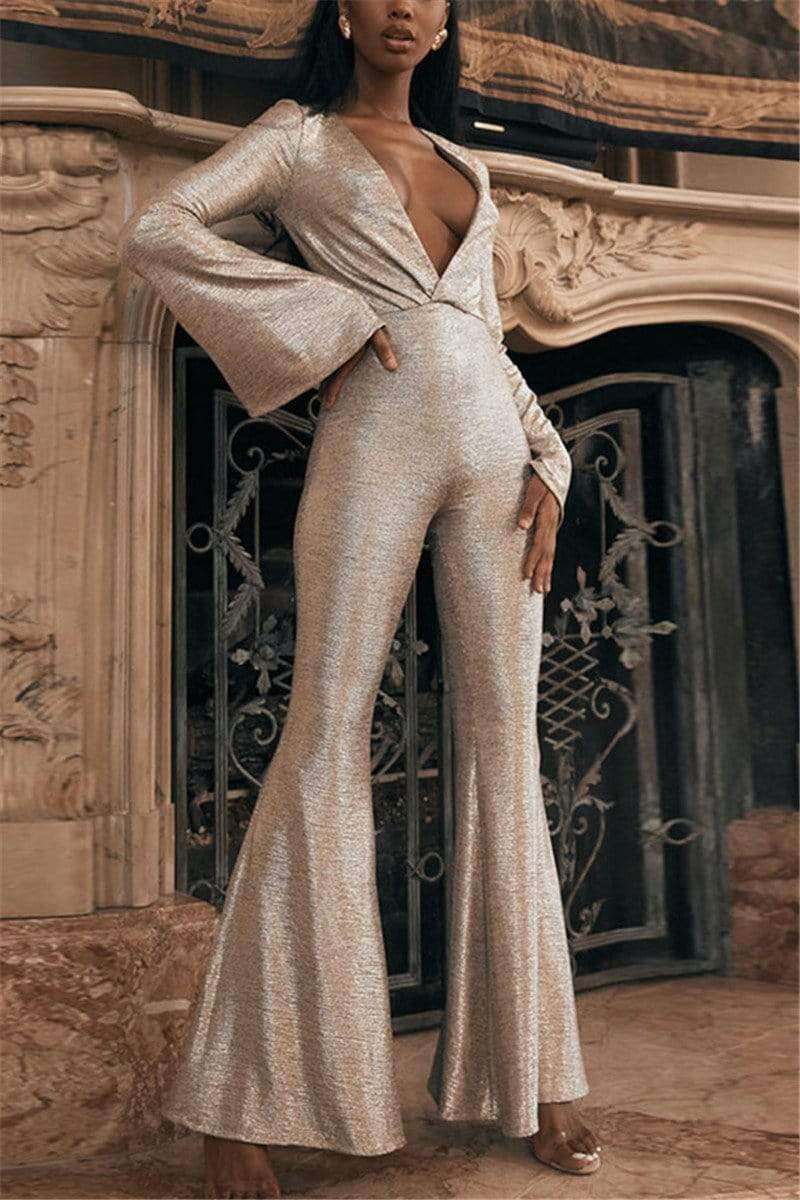 Fashion Deep V High Waist Jumpsuit