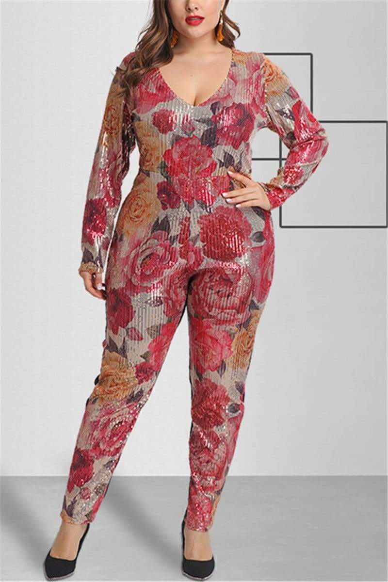 Fashion Plus Size Sequin Jumpsuit