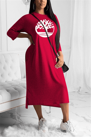 Casual Embroidered Round Neck Dress