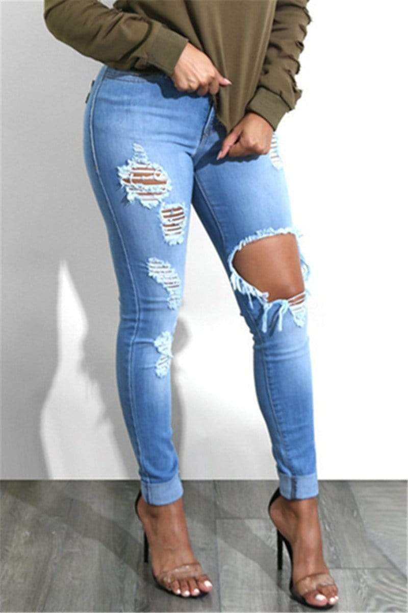 Fashion Sexy Ripped Skinny Jeans