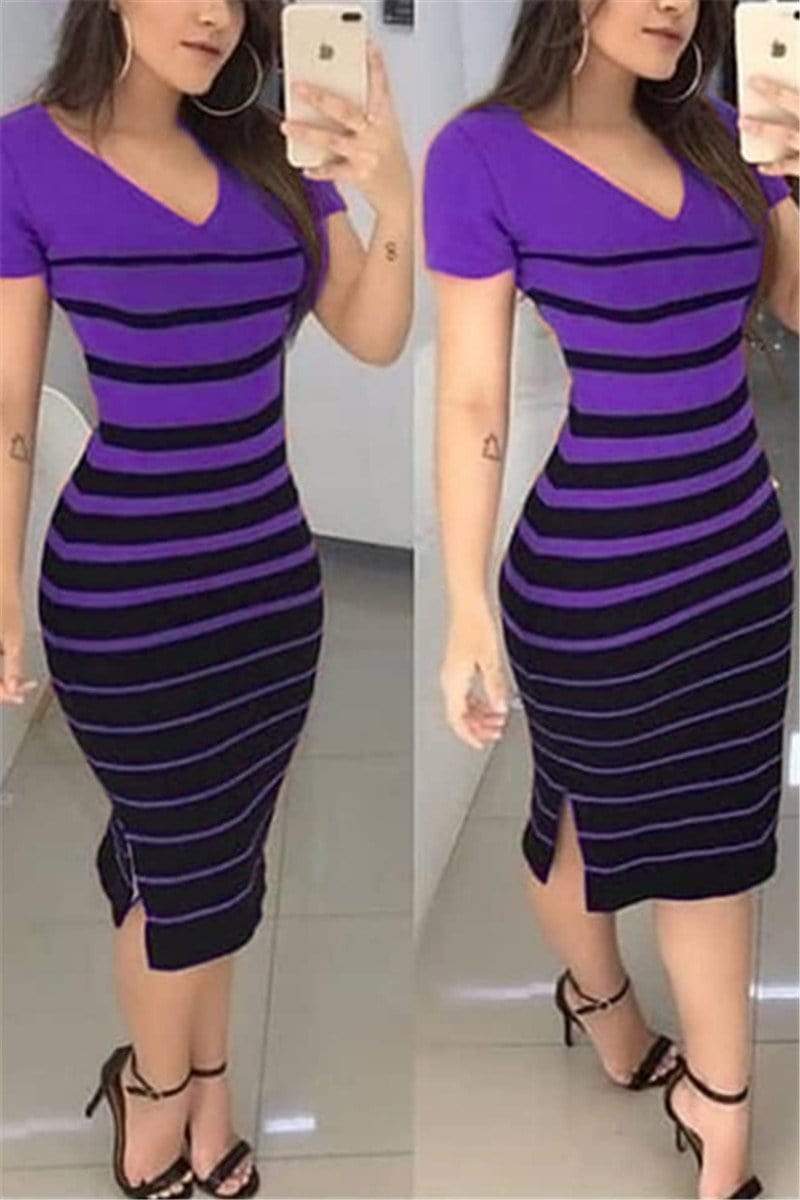 Stylish Slim Striped Dress