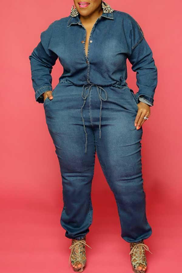 Fashion Ripped Chain Plus Size Jumpsuit