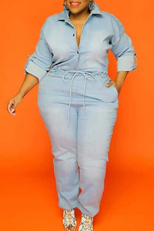 Fashion Ripped Chain Plus Size Jumpsuit