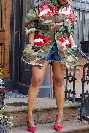 Fashion Camouflage Print Coats