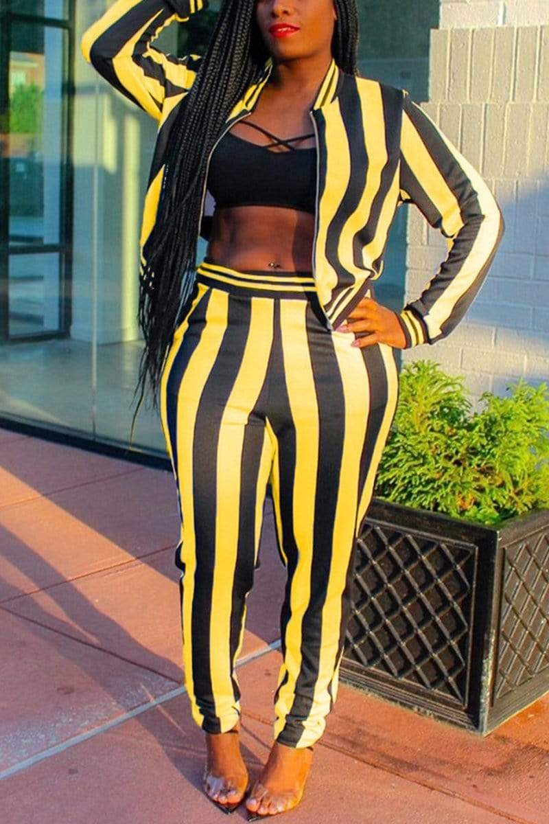 Casual Striped Pants Set