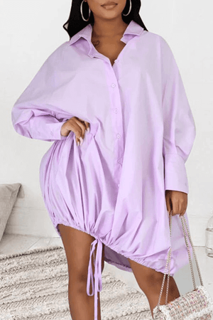 Fashion Long Sleeve Loose Shirt Dress