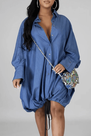 Fashion Long Sleeve Loose Shirt Dress