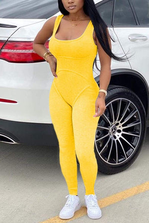 Fashion Solid Color Tank Jumpsuit