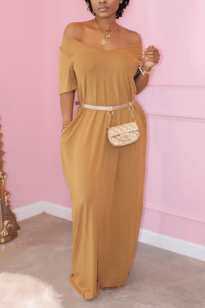 Casual Loose Solid Color Maxi Dress