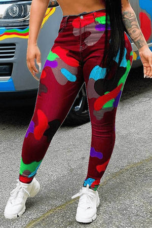 🔥Fashion Multicolor Printed Skinny Trousers