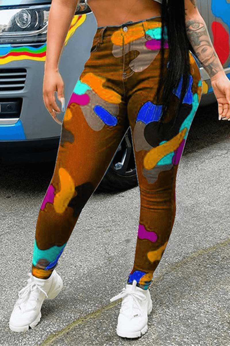 🔥Fashion Multicolor Printed Skinny Trousers