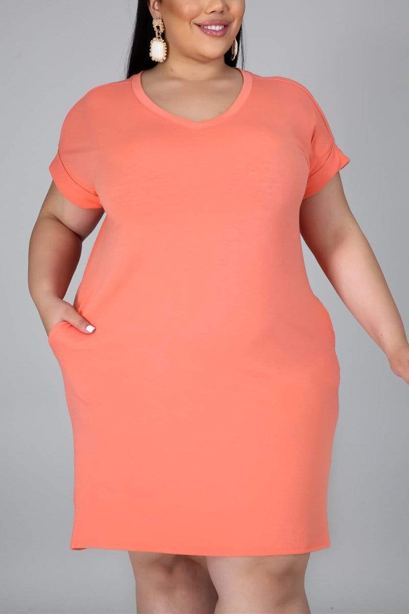 Casual Plus Size Solid Color Dress