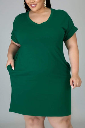 Casual Plus Size Solid Color Dress