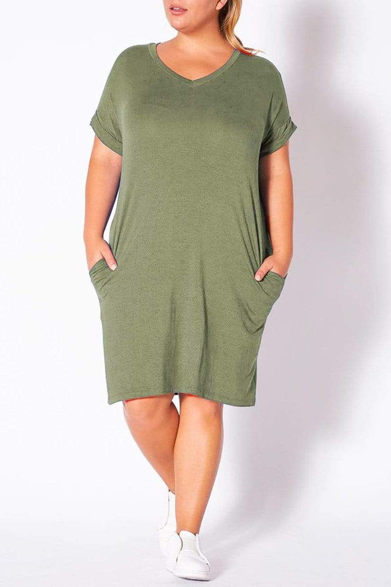 Casual Plus Size Solid Color Dress