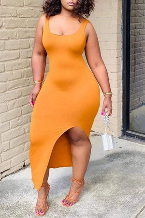 Sexy Tight Solid Color Sleeveless Dress