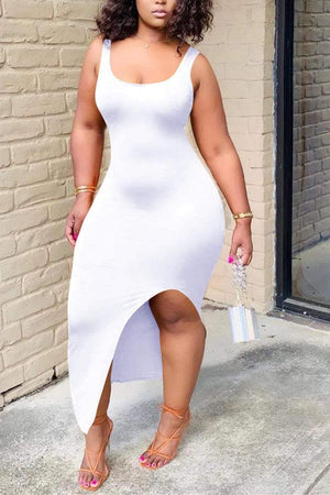 Sexy Tight Solid Color Sleeveless Dress