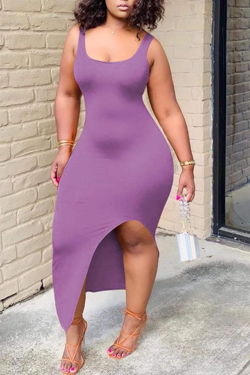 Sexy Tight Solid Color Sleeveless Dress