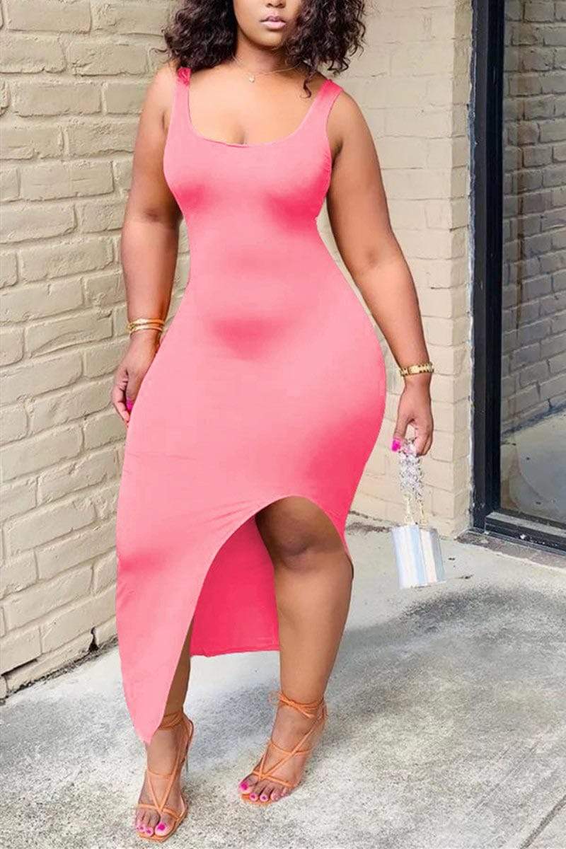 Sexy Tight Solid Color Sleeveless Dress