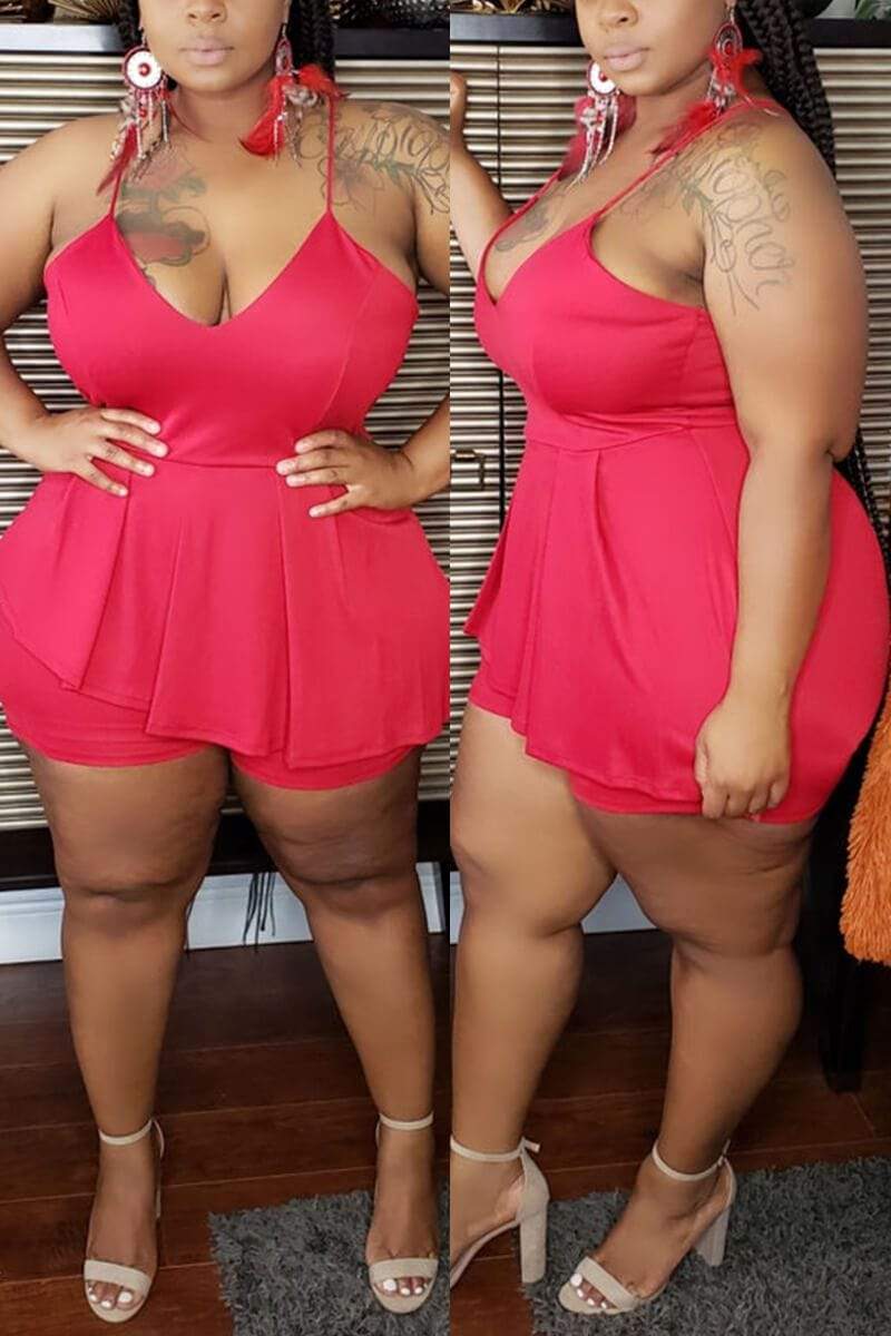 Sexy Plus Size Suspenders Romper