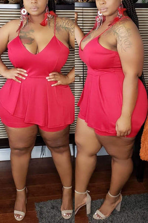 Sexy Plus Size Suspenders Romper