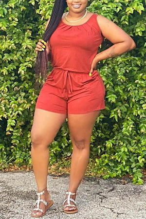 Casual Sport Plus Size Sleeveless Romper