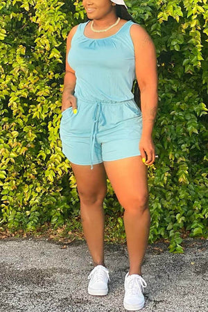 Casual Sport Plus Size Sleeveless Romper