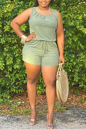 Casual Sport Plus Size Sleeveless Romper