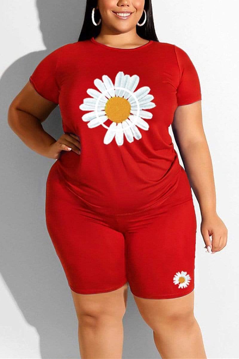 Fashion Lovely Printed Plus Size Set