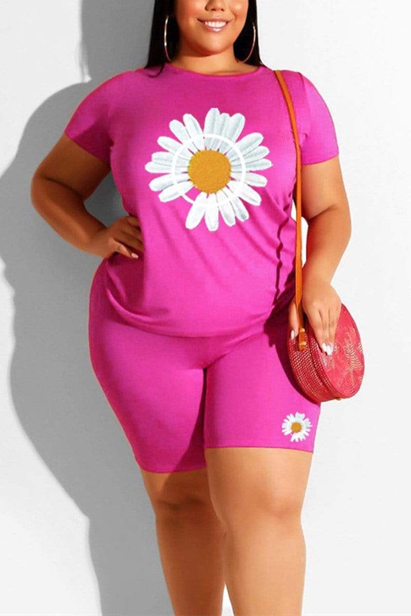 Fashion Lovely Printed Plus Size Set