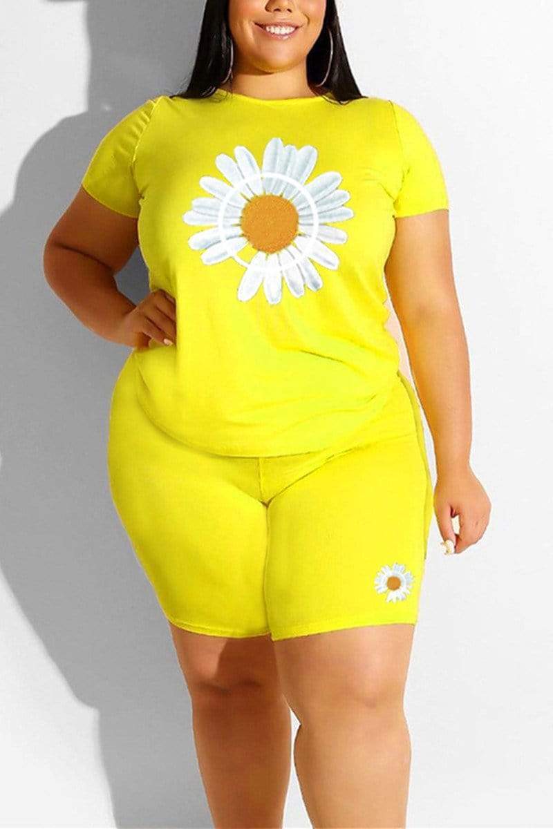 Fashion Lovely Printed Plus Size Set
