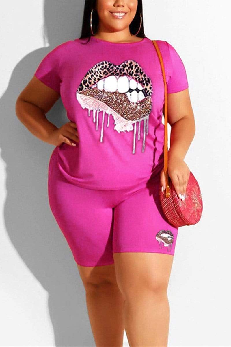 Fashion Print Plus Size Two Piece