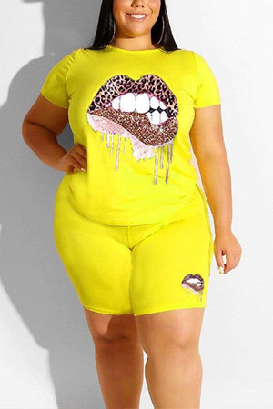 Fashion Print Plus Size Two Piece