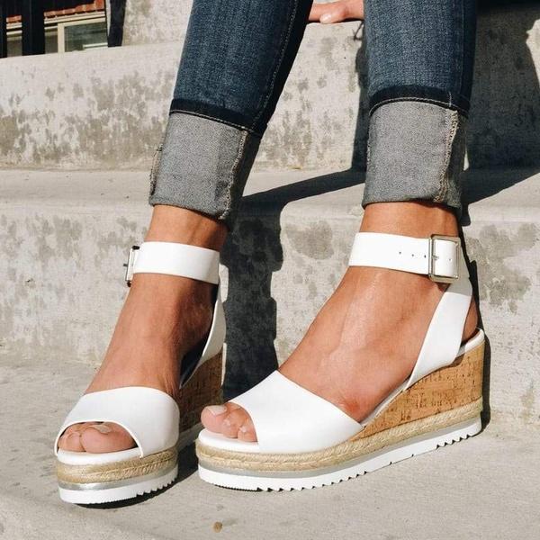 Casual Daily Comfy Adjustable Buckle Wedges